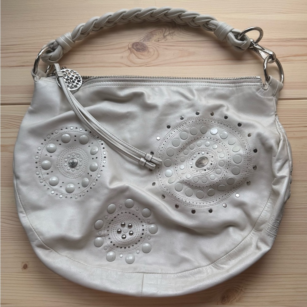 Coach Cream Shoulder Bag with Braided Handle